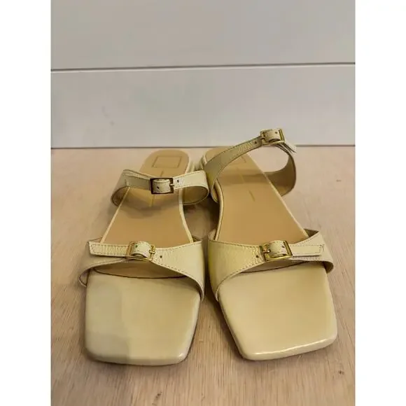 Dolce Vita Women’s Lavern All Leather Sandals Light Yellow Crinkle Patent 10 - Picture 5 of 8